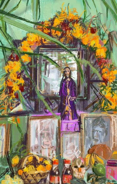 Digital postcard - Mexico - Day of the Dead offerenda