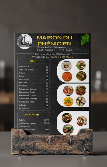 Printing a restaurant menu Narbonne