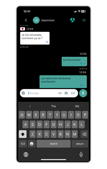Phone mockup with Ohaio Chat translated discussion
