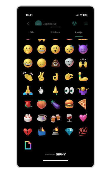 Phone mockup with Ohaio Chat emojis selection