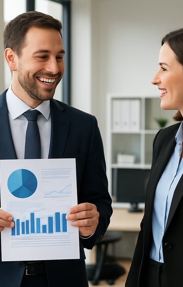 Team of healthcare professionals collaborating over training materials in a modern office.