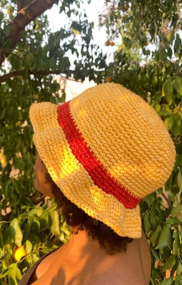 gorro a crochet estilo luffy de one piece