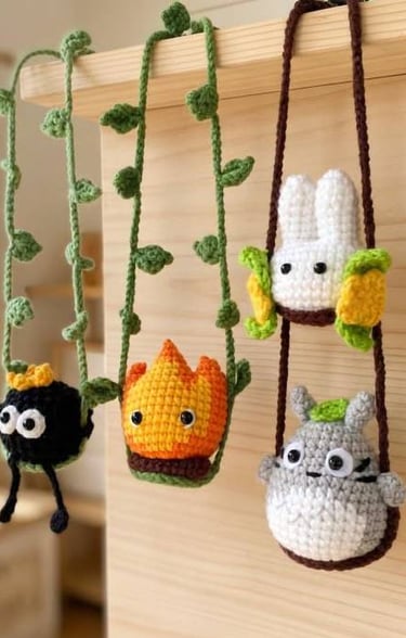 amigurumis varios, inspirados en studio ghibli
