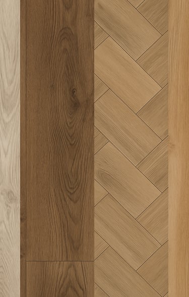 Cuatro tipos de suelos de melamina o madera laminada..