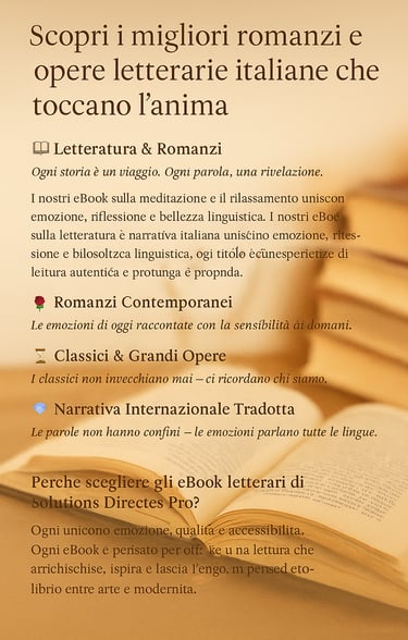 Scopri romanzi e opere letterarie italiane che emozionano e fanno riflettere.  