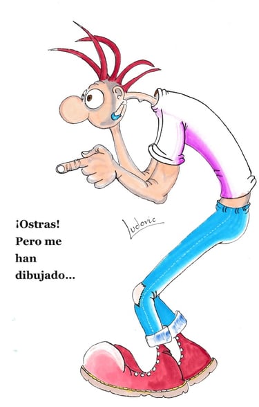 Joven que se sorprende al realizar que lo estan dibujando