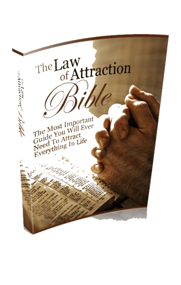 The Law of Attraction Bible book cover featuring praying hands and open scripture pages.