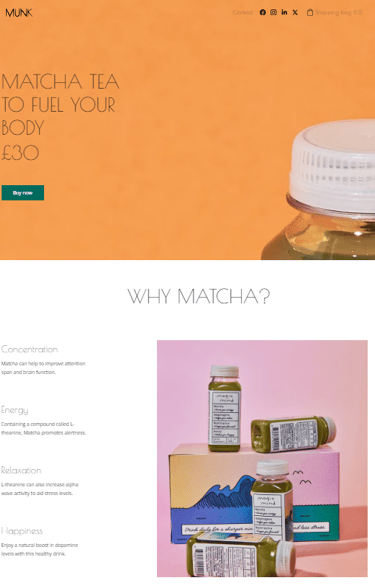 Bottles of Magic Mind matcha tea displayed on a pink background for energy and focus.