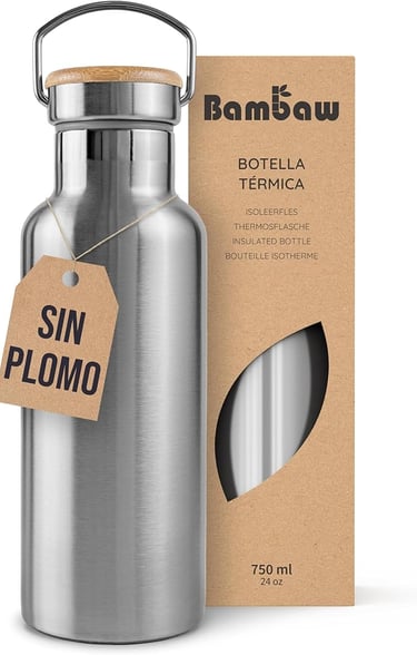 Botella térmica reutilizable (capacidad 500–750 ml)