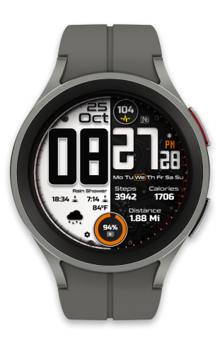 a smartwatch sport watch with a grey and orange watch face