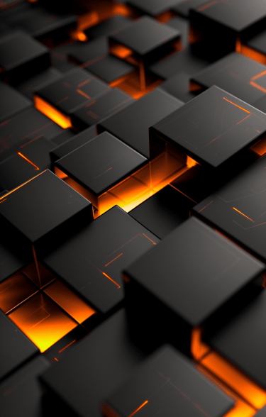 a bunch of black square shaped boxes with glowing lights