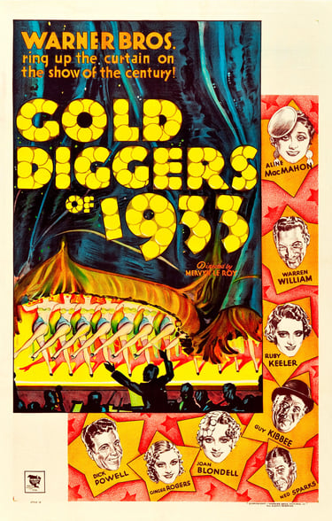 Classic poster for Gold Diggers of 1933, showcasing Busby Berkeley’s extravagant style.