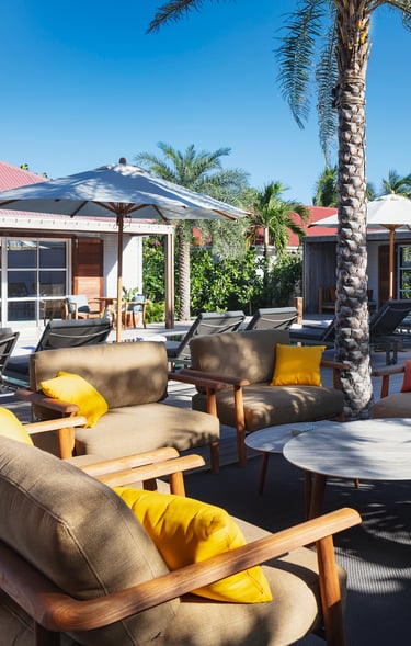 patio lounge sofa outdoor living room pool area st barth st jean