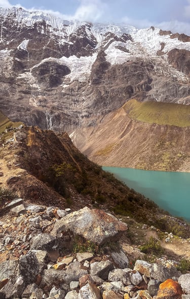 Lake Humantay on the Salkantay Trek towards Muchu Picchu (Peru, South America)