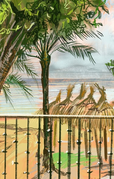 Digital drawing - Marbella promenade