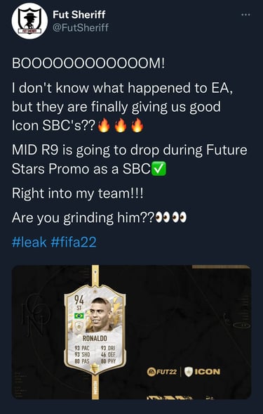 un tweet riguardo ea sports fc