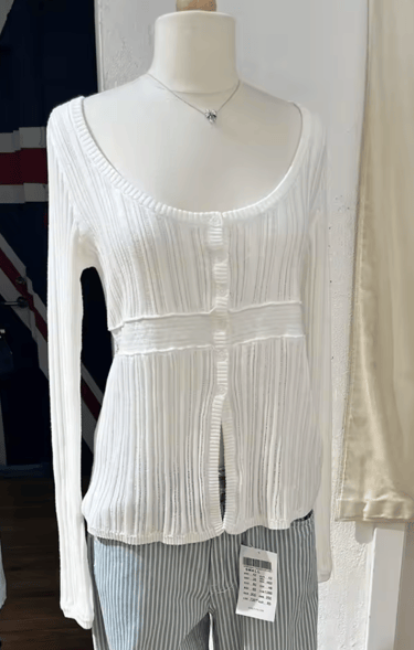 aliexpress brandy melville white longsleeve ribbed top