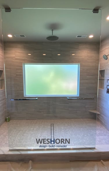 Master bathroom remodeled in Winnetka, IL with custom shower and luxury finishes