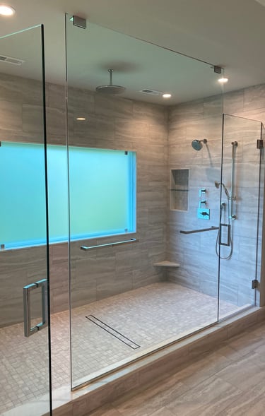 Custom-built tile shower in Winnetka, IL with modern fixtures