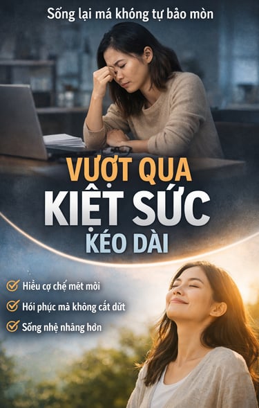 Cơ thể bạn mệt mỏi vì áp lực xã hội, không phải vì yếu. Ebook giúp hiểu kiệt sức, ngừng tự trách mìn