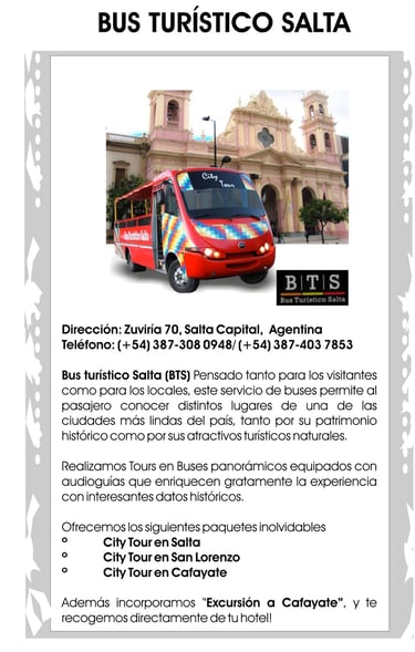 Imagen: BTS BUS TURÍSTICO SALTA