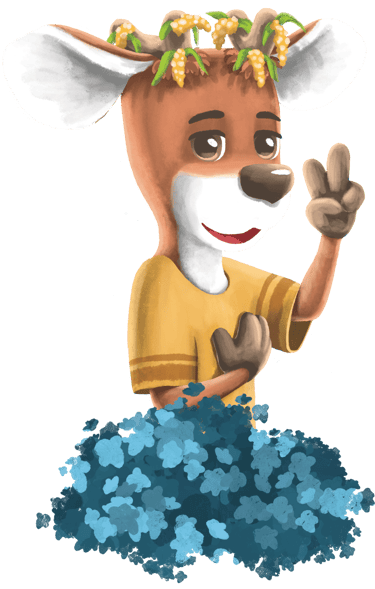 Illustration of Anton the deer boy in the Blue Forest