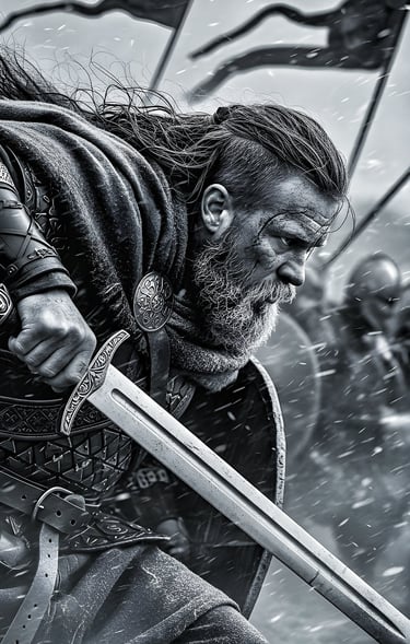 Old Viking warrior charges into battle