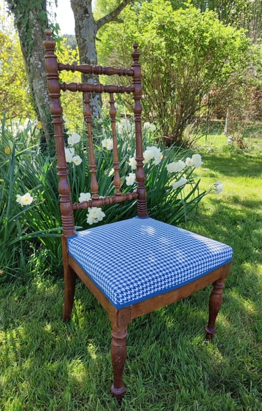 Chaise de nourrice réfection Kosy Atelier Tapissier tissu Froca Robin