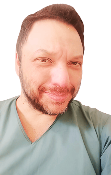 a man with a beard and a beard, smiling