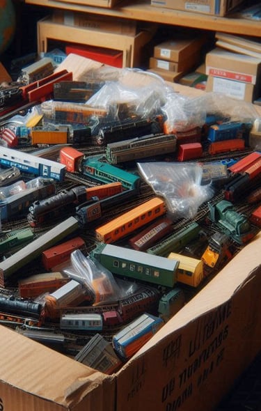 Box of model trains for donation
