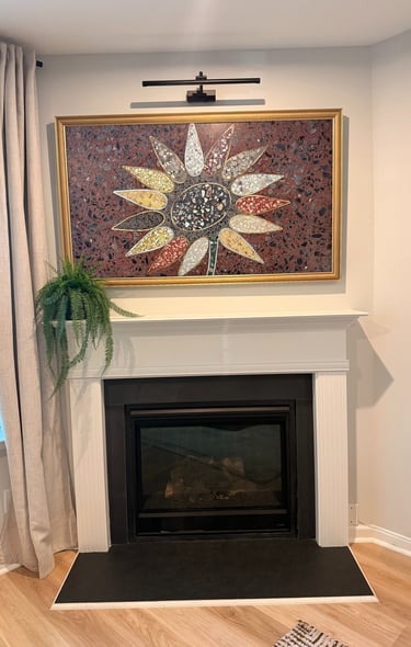Samsung Frame TV Installed over a fireplace