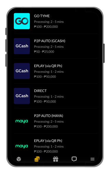 lucky sabong deposit section screen