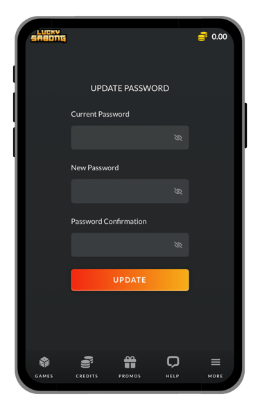 lucky sabong password update screen