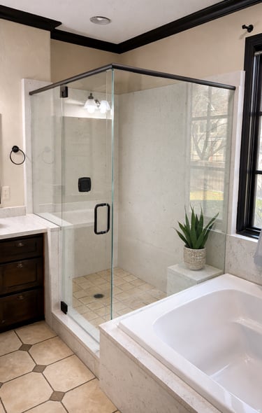 A semi framed shower door