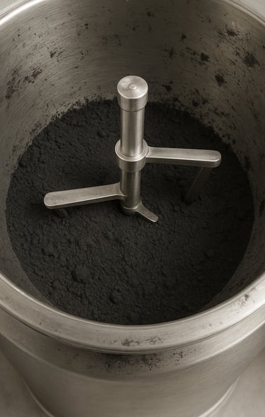 Black mate barn paint being produced in a melting pot