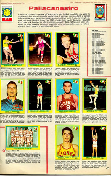 1968 Mira Tuttosport Album Basketball Cards Page 1