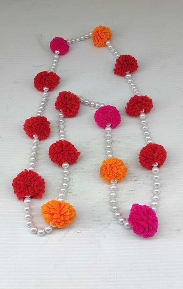 "Vibrant artificial tribal necklace with colorful floral design–handmade jewelry-for international trade"