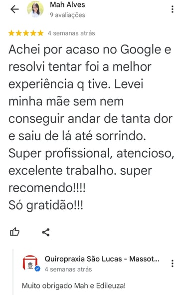 Avaliação no google quiropraxia são lucas