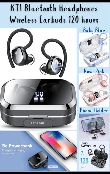 KTI Bluetooth Headphones Wireless Earbuds 120 hours