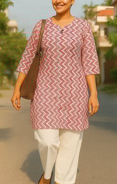 a woman in a pink dress and brown shoes