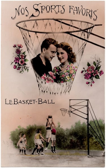1940s Nos Sports Favoris Le Basket-Ball Vintage French Postcard