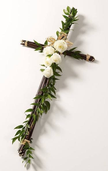Décoration tombe avec fleur , croix, les rameaux, cimetiere, livraison gratuite Sepulture49