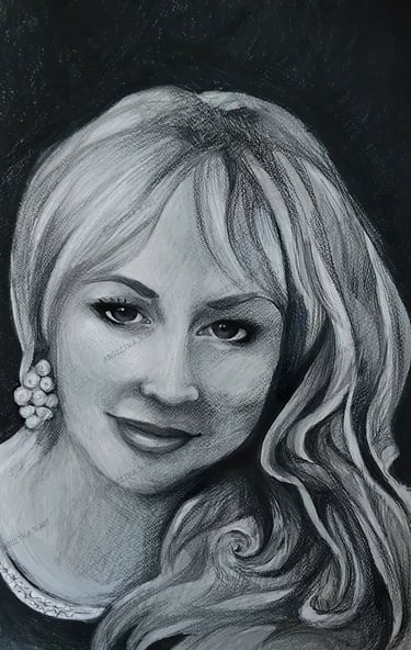Original painting of Mother. Mixed media portrait. Creative portrait by the artist Angelina.N ArtNess.