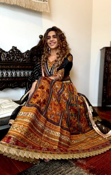 Rust Silk Lehenga with Aari Work – Sana Zee