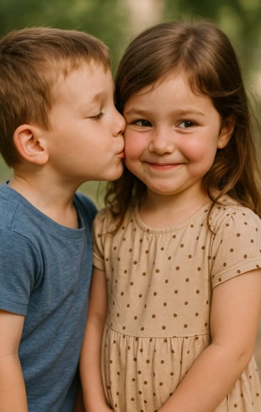 Bisous d'un garçon a sa petite amie pour la journée de la petite amie.