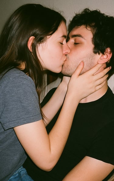 Baisé d'amoureux pour la journée nationale des amoureux.