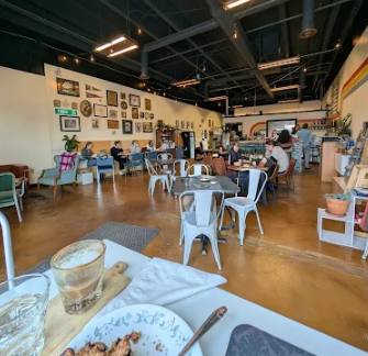 Lots of seating inside Dynamo Coffee Roasting