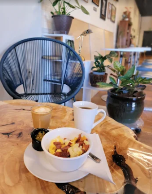 Breakfast and drinks served inside Dynamo Coffee Roasting