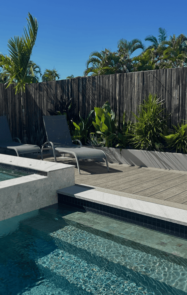 home pool planter fit to the space in the garden