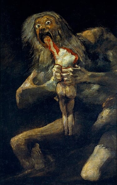 peinture Saturne dévorant son fil, par Goya